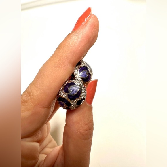 CZ Amethyst Clip on Earrings - Picture 1 of 4